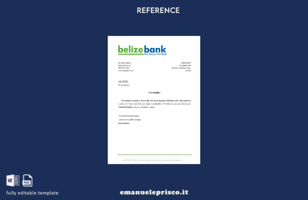 modello di riferimento per la chiusura di Belize Belizebank in stile verificato